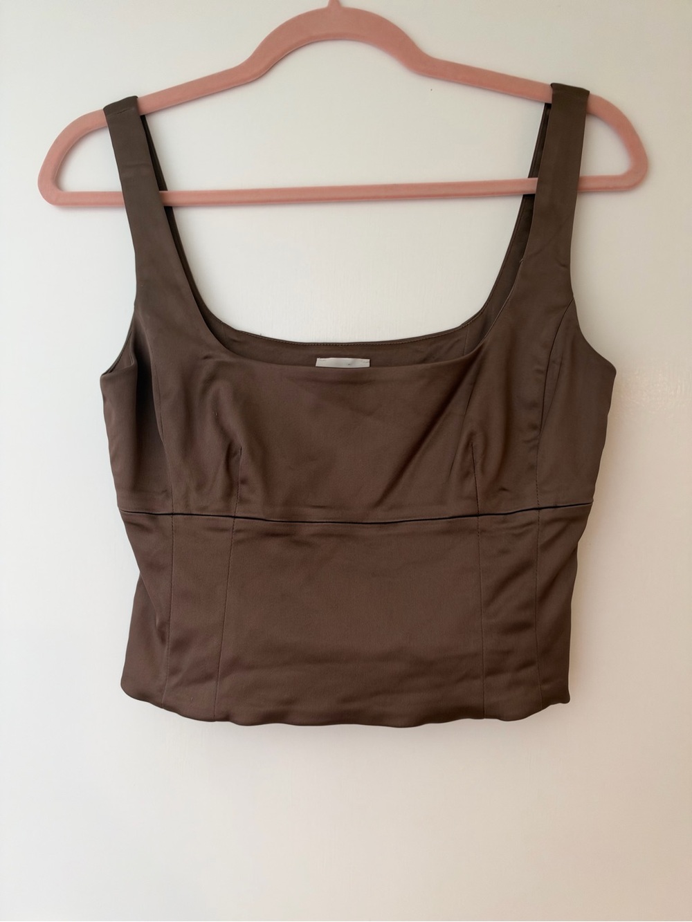 Wilfred Shine Satin Bustier Brown Crop Top Small
